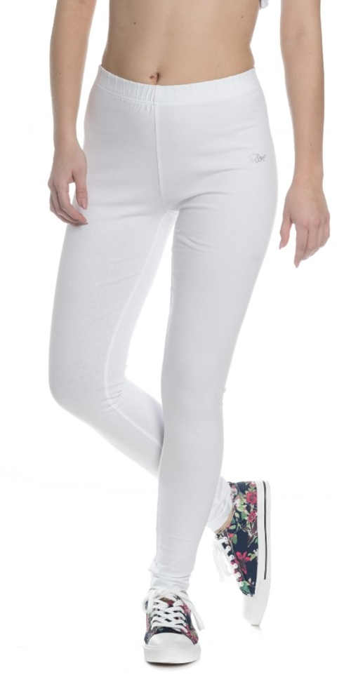 Hosszú fehér női leggings kényelmes elasztikus derékkal