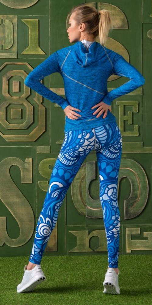 Kék sport leggings nyomtatással