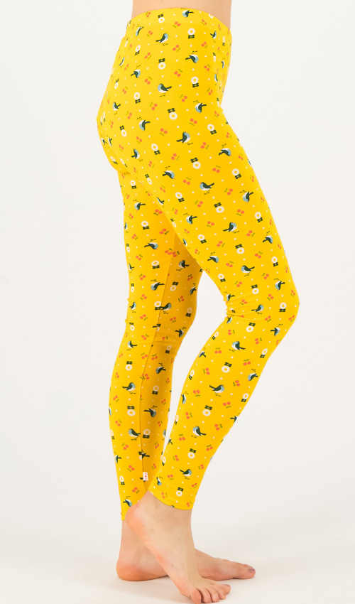 Sárga mintás női hosszú leggings kiváló minőségű anyagból készült