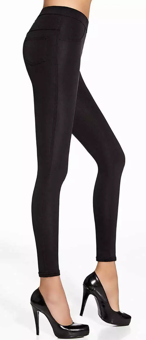 Fekete női leggings mikrofleece-szigeteléssel