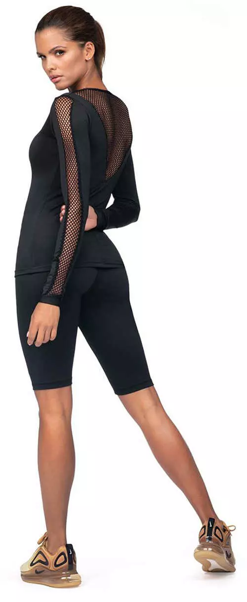 Modern háromnegyedes fekete futó leggings