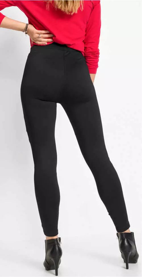 Egyszínű fekete szigetelt téli női termikus leggings