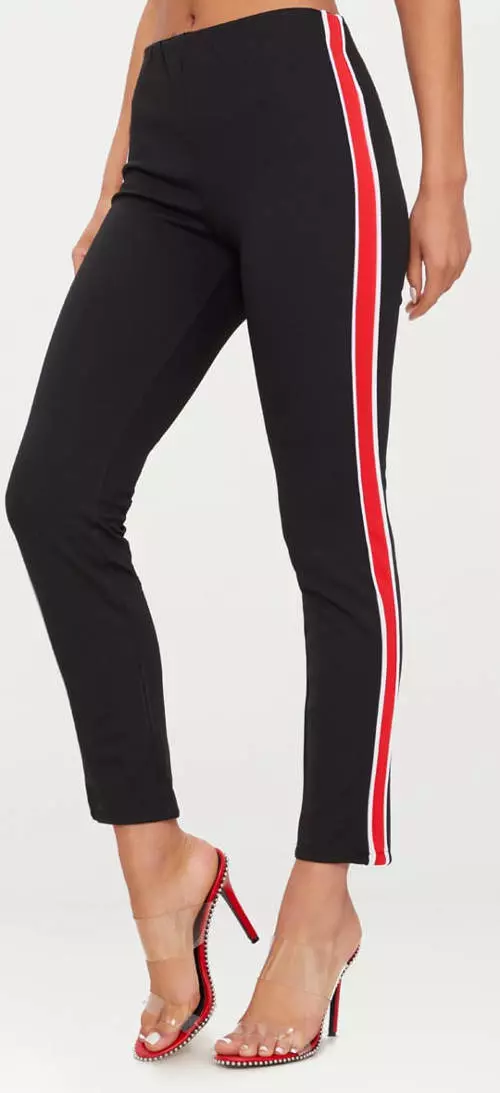Fekete leggings piros csíkkal