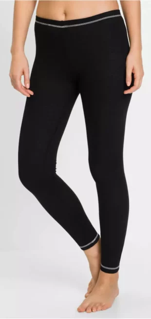 Fekete termikus leggings kontrasztos varrással