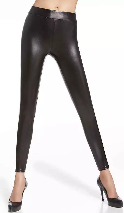 Hosszú latex leggings fekete színben