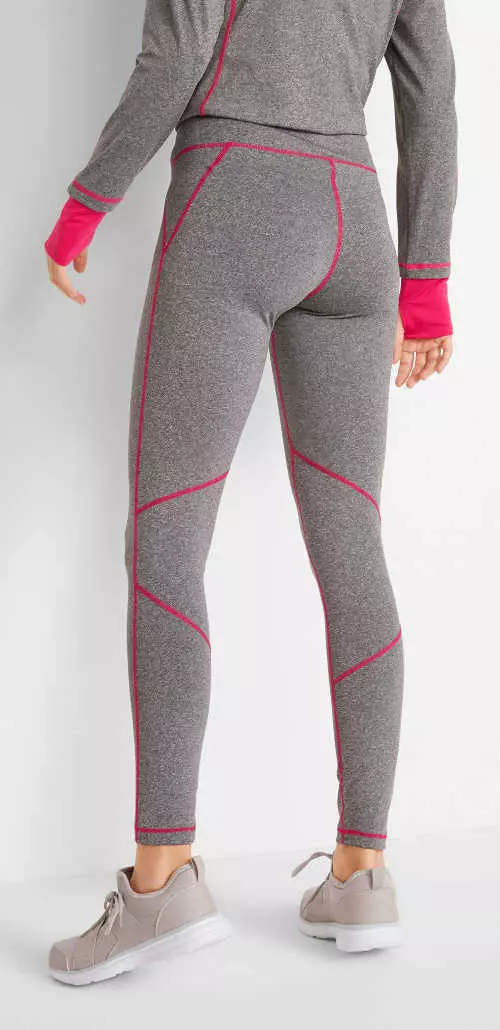 Szürke sport leggings jellegzetes rózsaszín varrással
