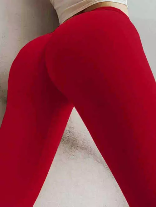 Egyszínű piros női leggings edzéshez