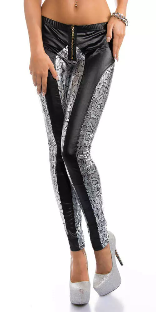 Luxus leggings modern állatmintás, dekoratív cipzárral ellátott luxus leggings