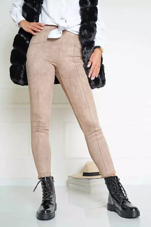 Luxus női nadrágos leggings sötétbézs színben