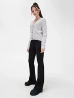 Olcsó női hosszú, harang alakú leggings semleges fekete színben